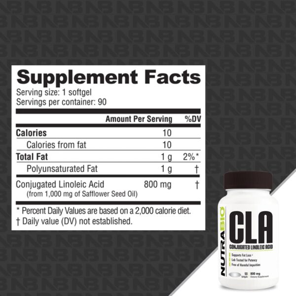 Cápsulas blandas NutraBio CLA ácido linoleico conjugado Cápsulas blandas NutraBio CLA ácido linoleico conjugado