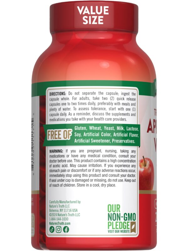 Paquete completo Nature's Truth Vinagre de Sidra de Manzana cápsulas