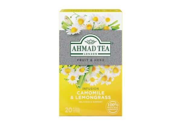 Paquete de infusión de manzanilla y hierba limón Ahmad Tea