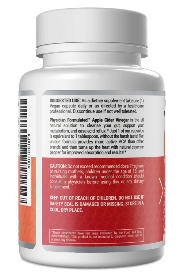 Frasco cápsulas vinagre manzana orgánico detox natural