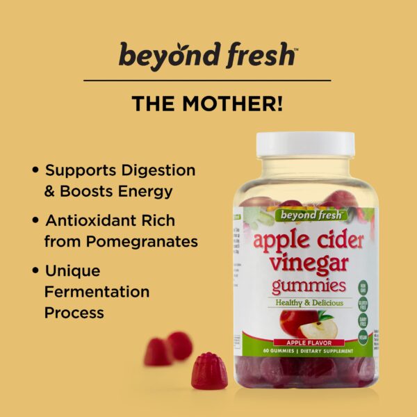 Detalle de gomitas Beyond Fresh ACV sobre fondo blanco