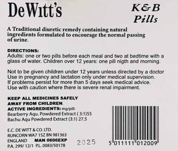 Píldoras DeWitt's para eliminación urinaria original