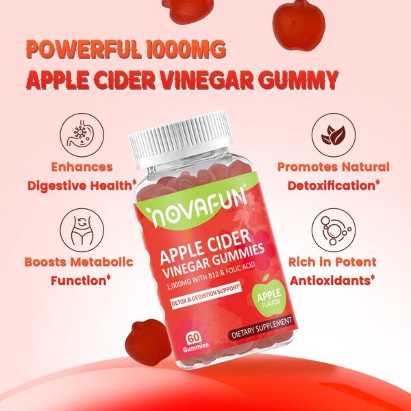 Gominolas Novafun vinagre manzana vitaminas B6 B12 y ácido fólico