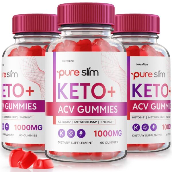 Paquete de 3 Pure Slim Keto ACV gomitas NutraRize 180 unidades