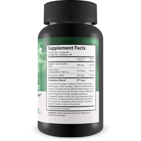 Cápsulas detox keto con ingredientes naturales vitamina C y zinc