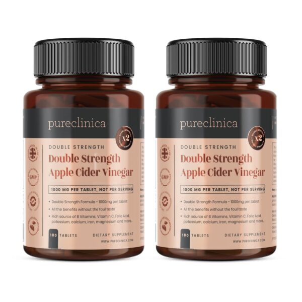 Frascos vinagre sidra manzana doble fuerza pureclinica 360 tablets