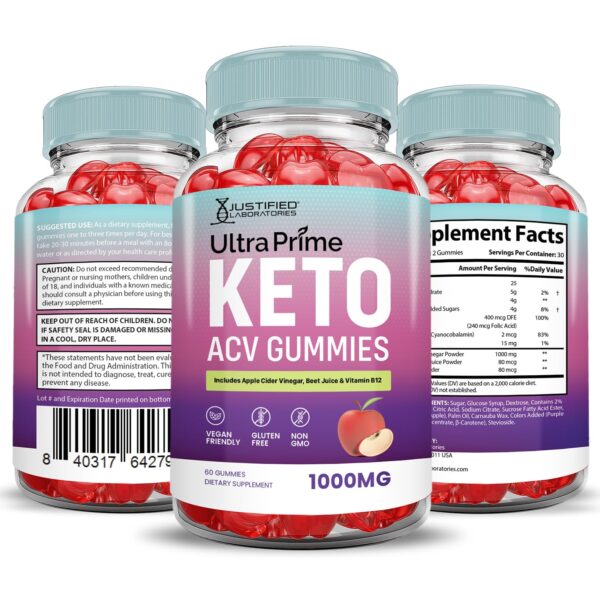 Paquete 2 UltraPrime Keto ACV gomitas Apple Cider