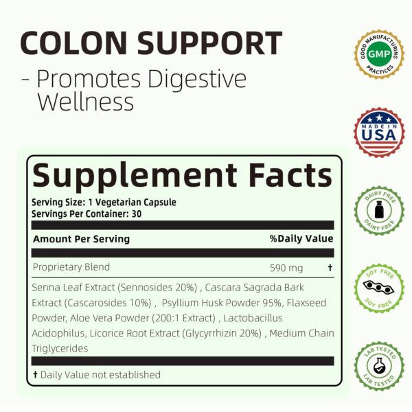 Cápsulas HappieVita detox intestinal para limpieza suave