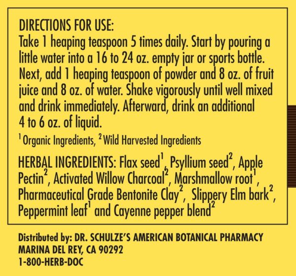 Detox natural Dr. Schulze fórmula intestinal #2 polvo 8 oz