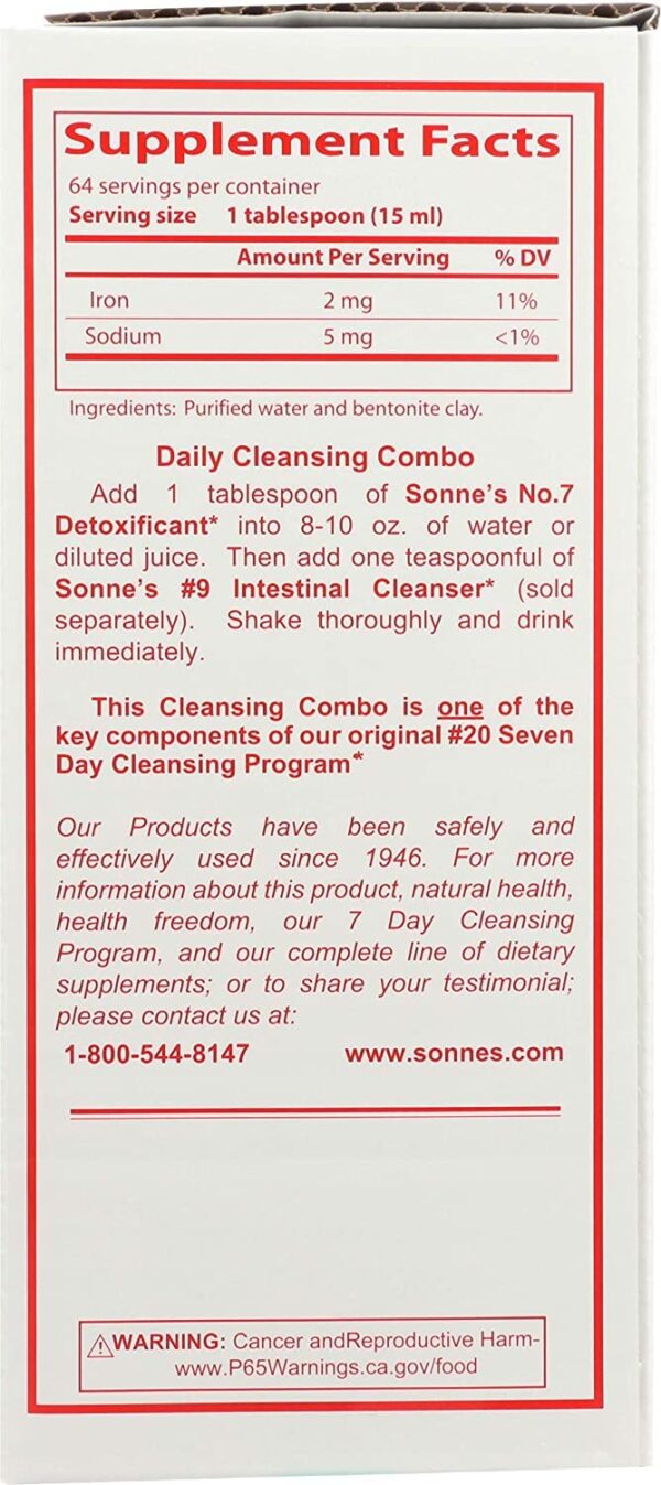 Etiqueta Sonne's Organic Foods No.7 Detoxificación