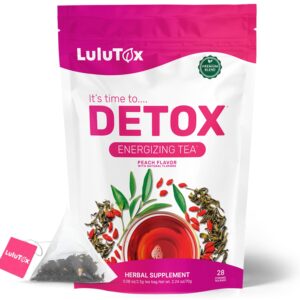 Té Detox LULUTOX presentación 28 porciones sabor durazno