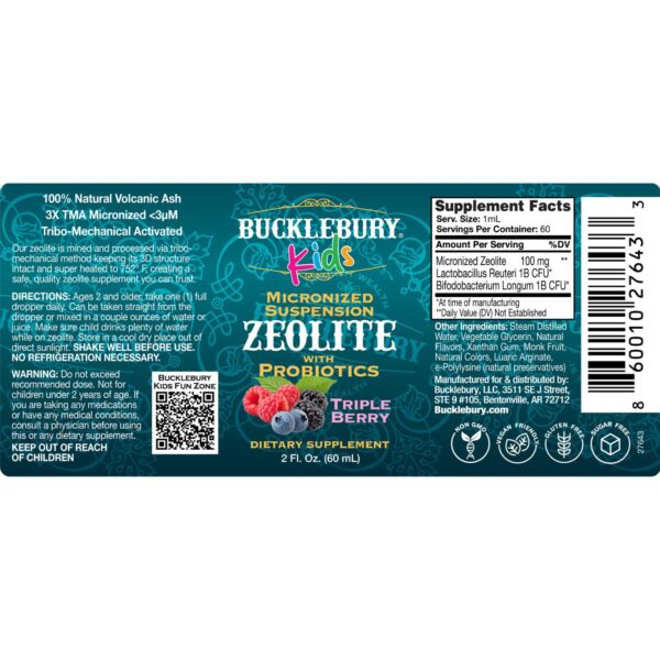 Frasco frontal y lateral Bucklebury Zeolite para niños