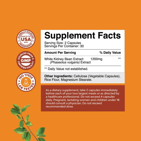 Cápsulas extracto frijol blanco para salud y energía natural