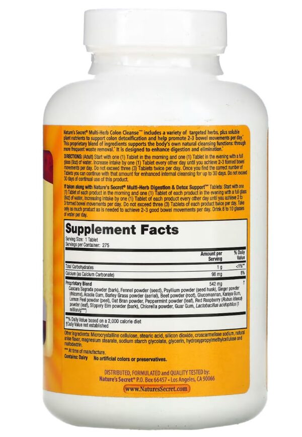 Nature's Secret suplemento limpieza intestinal