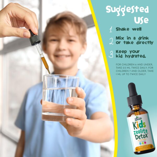 Frontal del suplemento Juneno detox gotitas para niños