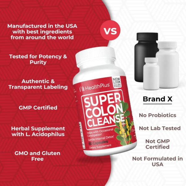 Health Plus Super Colon Cleanse suplemento detox con fibra y probióticos