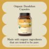Parte trasera envase cápsulas diente de león orgánico