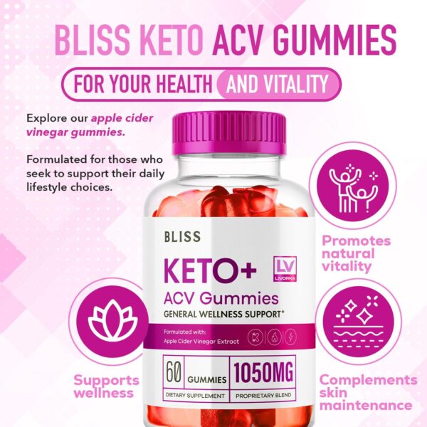 Gummies Bliss Keto ACV 1050 mg para bienestar