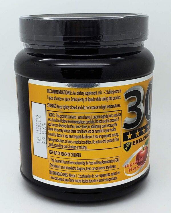 Polvo 30 Fibras Detox Super-Max en vaso con agua