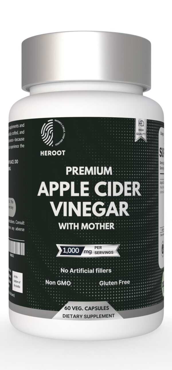 Suplemento Heroot vinagre de sidra manzana 500mg botella