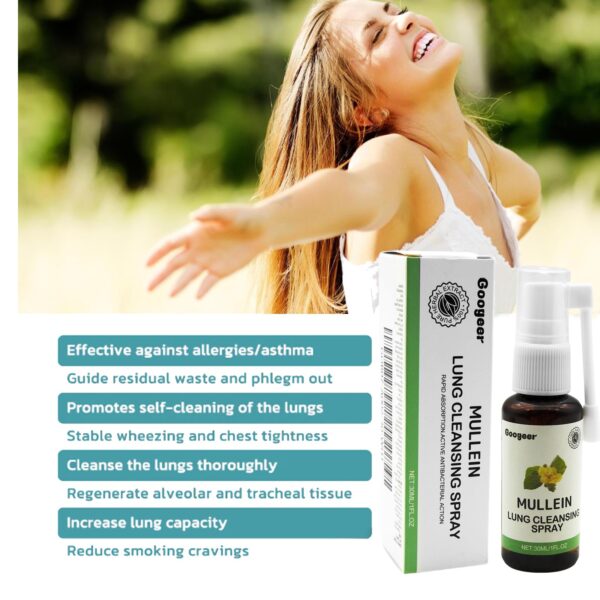 Spray pulmonar con extracto puro de hoja de gordolobo en primer plano