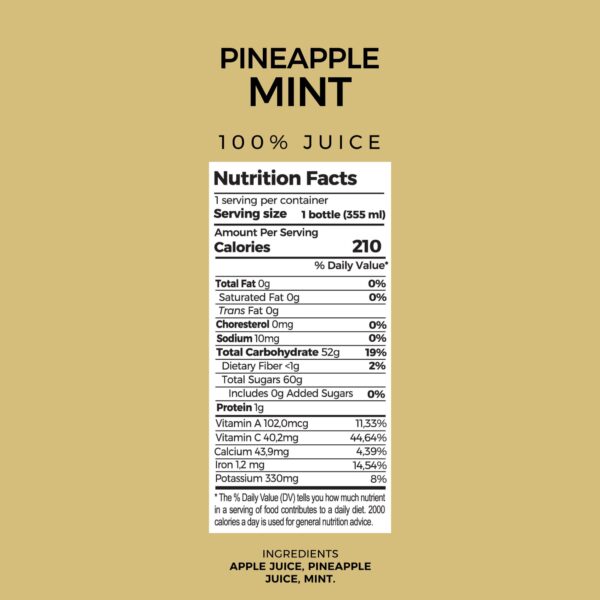 Botellas de jugo PUR prensado en frío sabor piña y menta