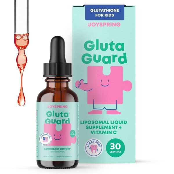 Botella JoySpring GlutaGuard suplemento antioxidante liposomal niños