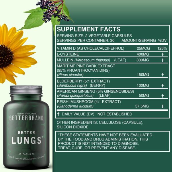 Cápsulas suplemento respiratorio Betterbrand BetterLungs 60 piezas