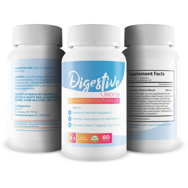 Cápsulas Digestive Cleanse limpieza intestinal y desintoxicación