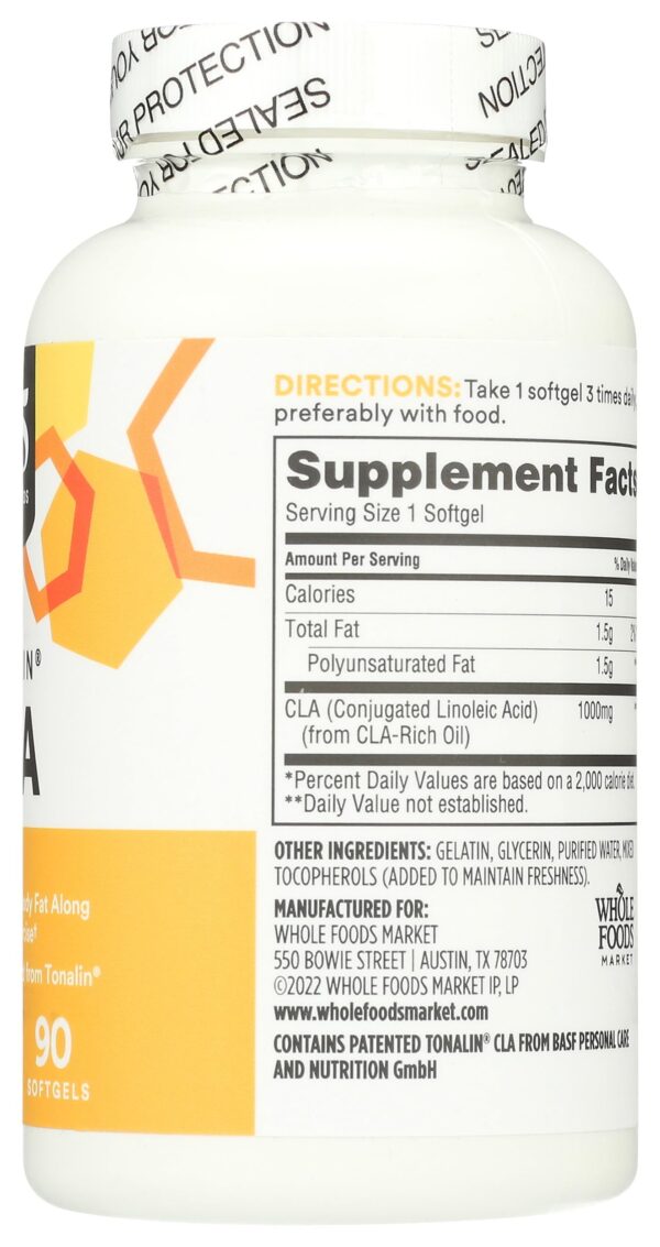 Frasco 365 Whole Foods Tonalin CLA 90 cápsulas blandas
