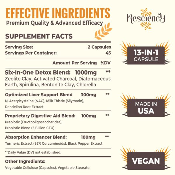Detox Resciency 1500mg comprimidos veganos para hígado