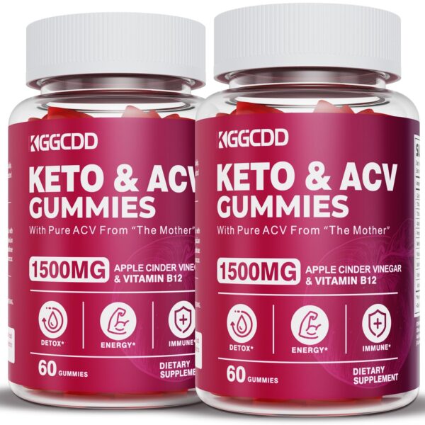 Envase trasero gomitas Keto ACV KGGCDD con indicaciones