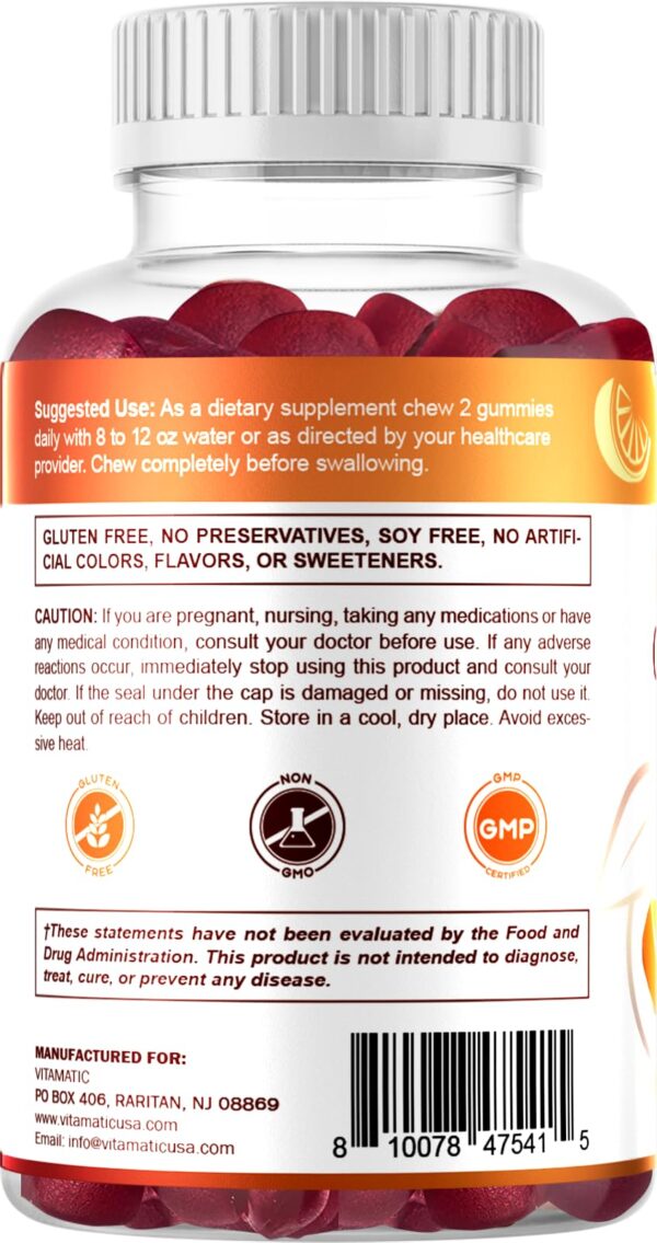 Etiqueta de gomitas Vitamatic para limpieza y apoyo al colon