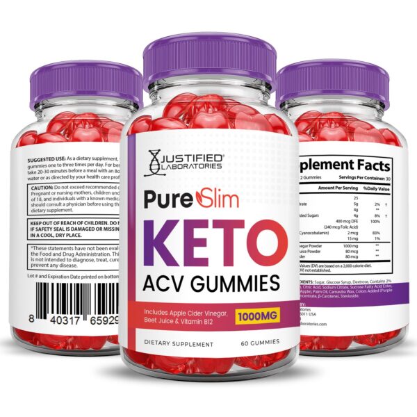 Pure Slim Keto ACV gomitas saludables sin gluten ni gelatina