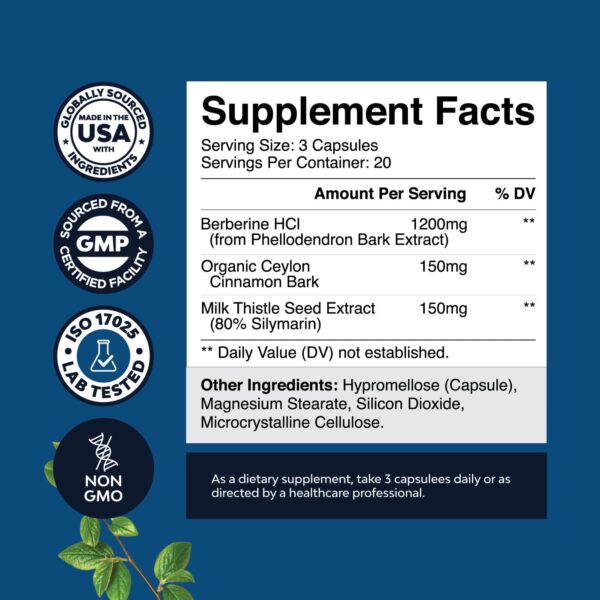 Cápsulas Natures Craft Berberina con extractos herbales activos