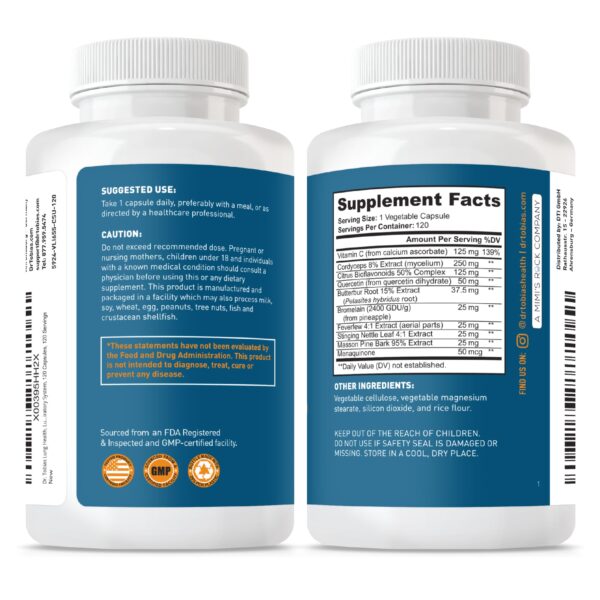 Suplemento pulmonar Dr. Tobias con bromelina y quercetina