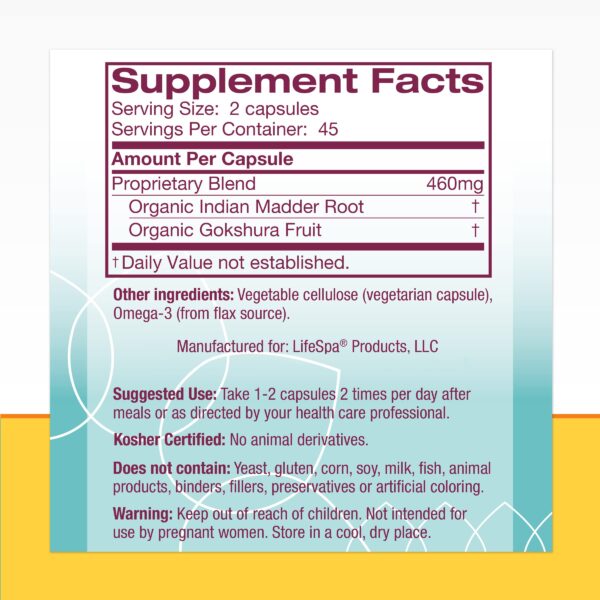 Suplemento herbal LifeSpa cápsulas Manjistha para sistema linfático