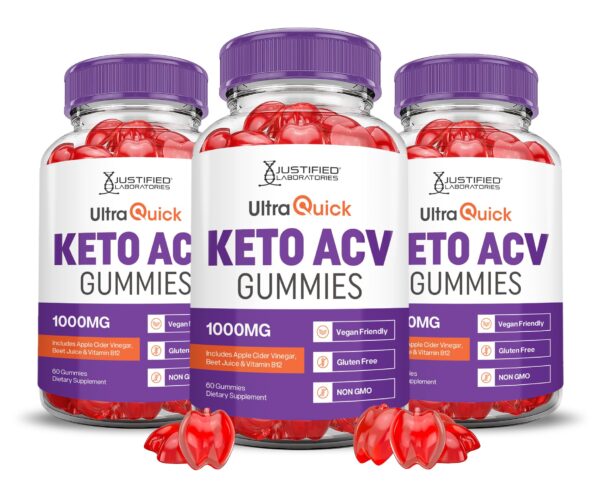 Paquete de 3 Ultra Quick Keto ACV Gummies 60 unidades cada uno