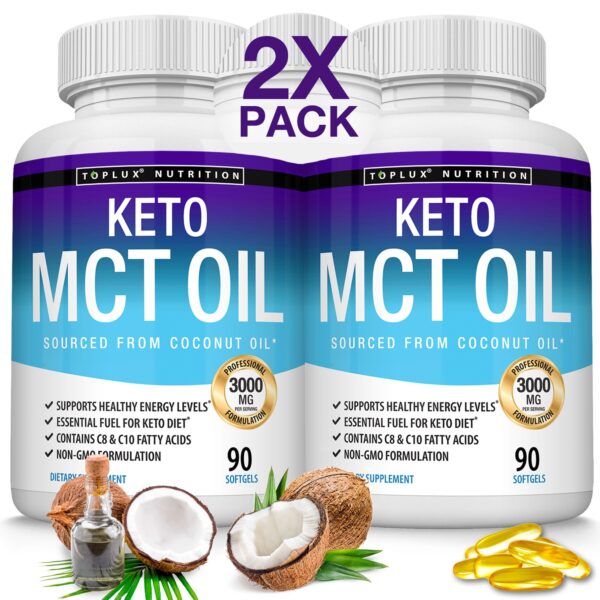 Botella de Toplux Keto MCT con 90 cápsulas blandas