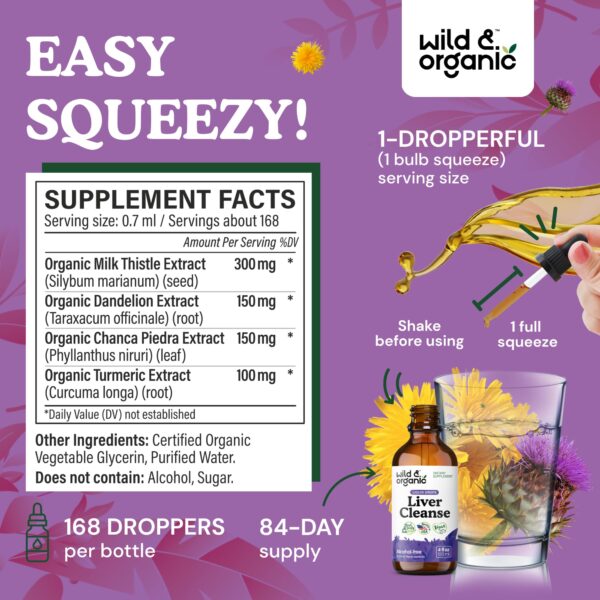 Botella 4 oz tintura Wild & Organic para detox de hígado