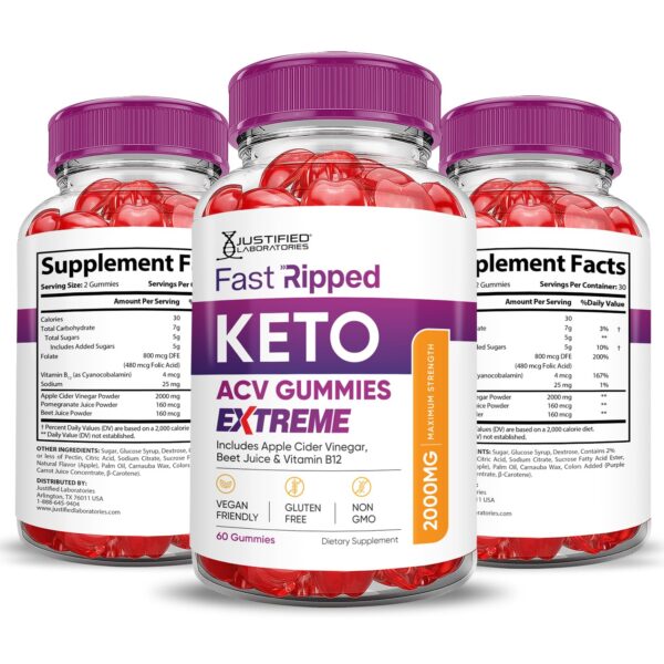 Fast Ripped Keto ACV gomitas 2000MG veganas sin gelatina