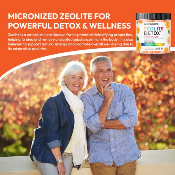 Detalle de gomitas masticables NutraPep Zeolite Detox sabor naranja