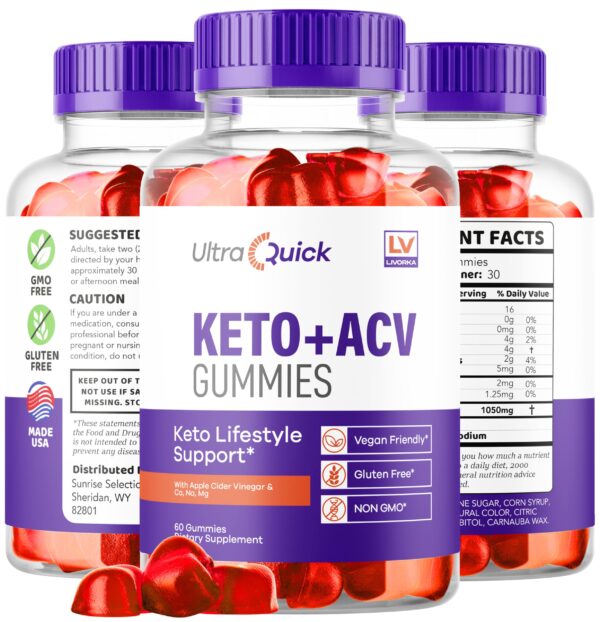 Gomas Ultra Quick Keto ACV paquete doble LIVORKA 60 cuenta