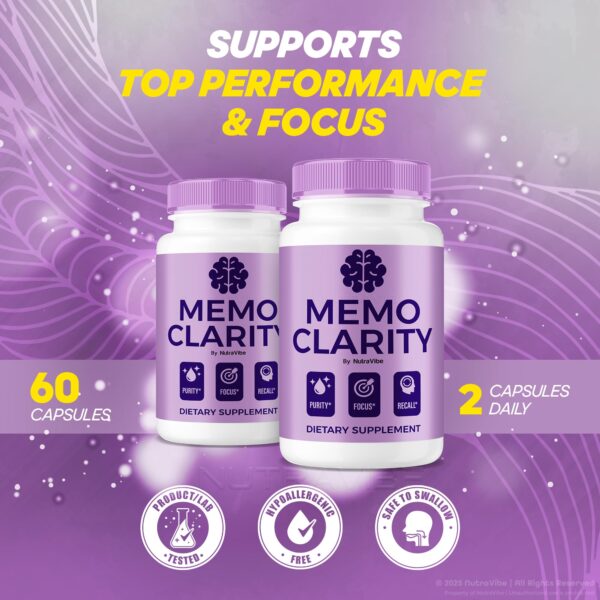 Etiqueta de Memo Clarity en frasco