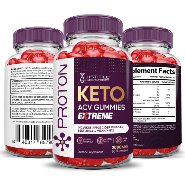 Tabla nutricional de gomitas Proton Protein Keto ACV