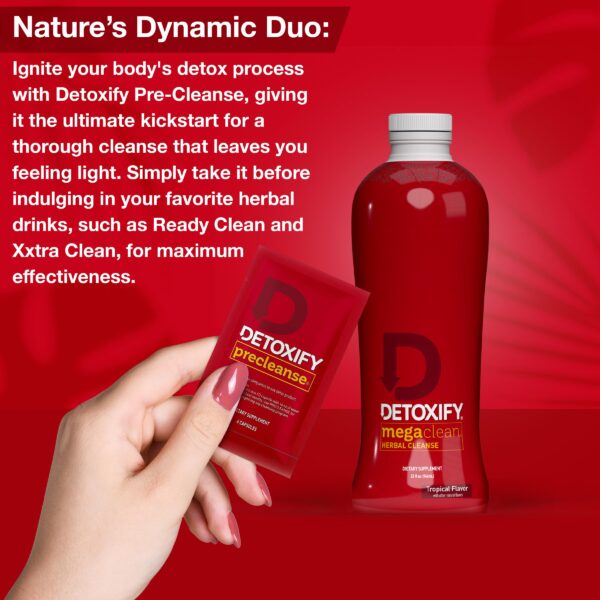 Etiqueta frontal de Detoxify Mega Clean bebida detox tropical