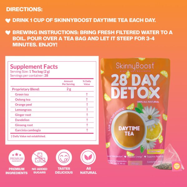 Té detox SkinnyBoost 28 días combinación natural y saludable