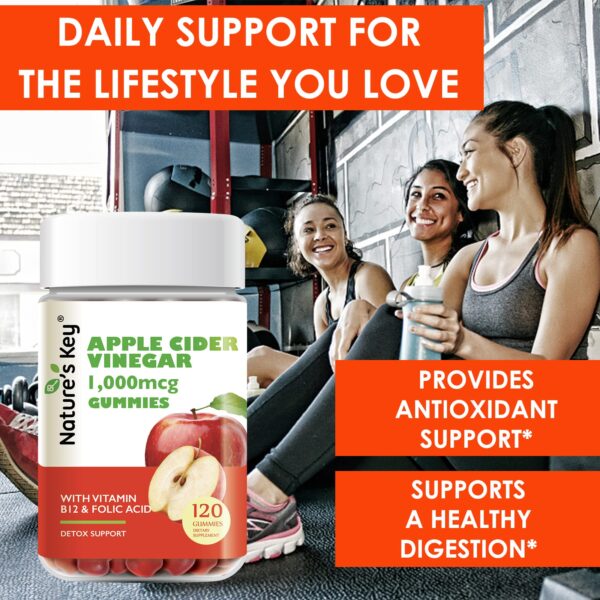 Detalle gomitas Vinagre de Sidra Nature's Key con vitaminas