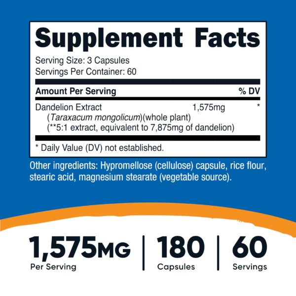 Frasco suplemento Nutricost diente de león alta concentración