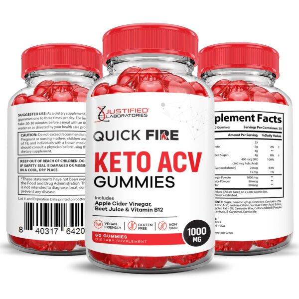 Detalle gomitas Quick Fire Keto ACV 1000mg vitamina B12